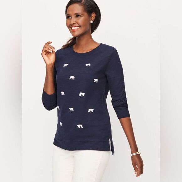 Talbots EMBROIDERED POLAR BEAR SWEATSHIRT - Picture 1 of 13